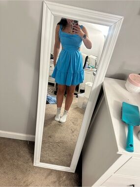 SHEIN Bright Blue Sleeveless Ruffled Mini Dress